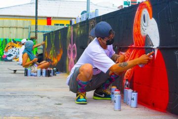 Painting a mural in Honduras