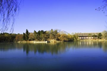 Panoramic landscape of Weiming lake in Peking University Panoramic landscape of Weiming lake in Peking University