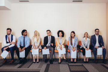 Photo of candidates waiting for a job interview