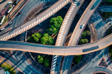 A road junction, seen from the air