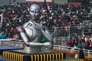 A large robot on a parade float at the Republic Day Parade 2024 in New Delhi, illustrating the large threat to liberal arts posed by AI A large robot on a parade float at the Republic Day Parade 2024 in New Delhi, illustrating the large threat to liberal arts posed by AI