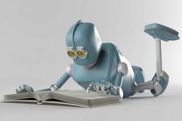 A robot reading A robot reading