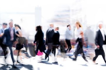 Business people walking at rush hour