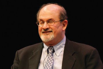 Salman Rushdie speaking during interview Salman Rushdie speaking during interview