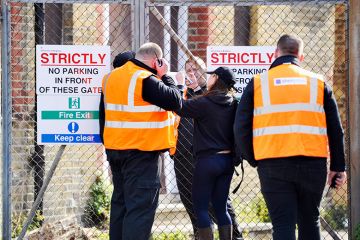 Security staff try to secure the building after squatters were evicted from the University of Brighton's former Circus Street campus. Security staff try to secure the building after squatters were evicted from the University of Brighton's former Circus Street campus.