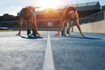Sprinters on blocks