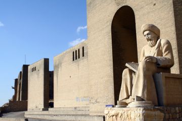 Statue of Kurdish poet outside Citadel of Erbil Statue of Kurdish poet outside Citadel of Erbil