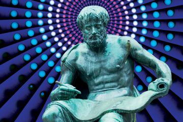 Statue of seated man writing on scroll
