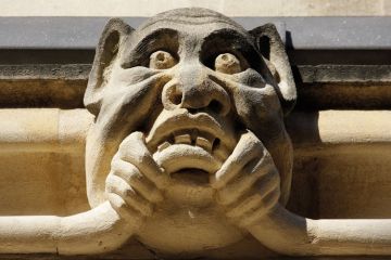 Stone pig gargoyle on wall Stone pig gargoyle on wall