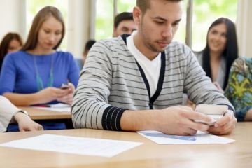 Student on phone in class