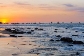 Sunset on the harbor of Mancora, Peru Sunset on the harbor of Mancora, Peru