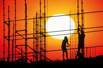 Workers and sunset