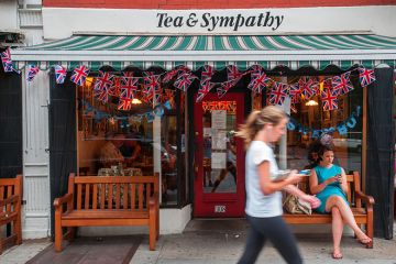 British restaurant Tea & Sympathy on Greenwich Avenue in New York, USA. To illustrate that Britain should provide more global talent funding poach American scientists fleeing Trump cuts. British restaurant Tea & Sympathy on Greenwich Avenue in New York, USA. To illustrate that Britain should provide more global talent funding poach American scientists fleeing Trump cuts.