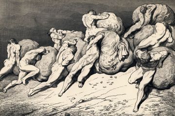 The Hoarders and Wasters illustration (1857), Divine Comedy, Dante Alighieri The Hoarders and Wasters illustration (1857), Divine Comedy, Dante Alighieri