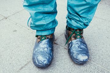 Boots wrapped in tape