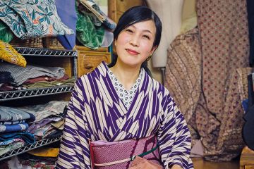 A woman wearing a kimono