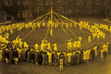 May Pole Dance on college grounds