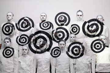 A picture shows the last artwork by Chinese artist Liu Bolin at the galerie Paris-Beijing on March 19, 2015 in Paris, France. 