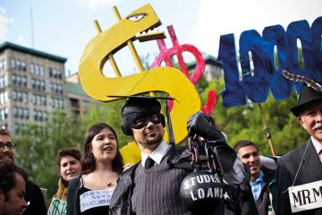 protest against the rising national student debt USA