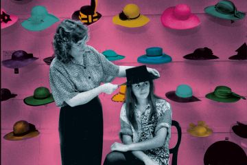 Woman trying on a hat