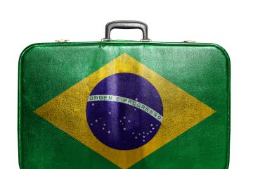 Vintage travel bag with map of Brazil