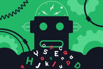Vintage robot generating text