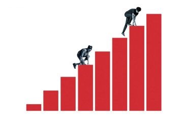 Two people climb up a graph