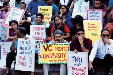Protest people holding banners