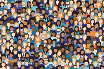 Illustration of a large crowd of people to illustrate UK HEIs must embrace the REF’s efforts to improve research culture