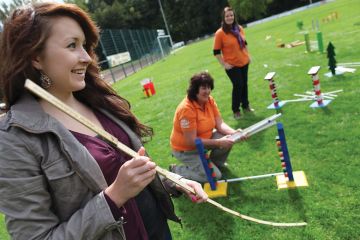 Organisers measure a route for a jumping for points competition to illustrate Top German universities fear exclusion from innovation funding