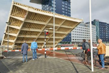 Drawbridge on a canal in Rotterdam Canal houses, Amsterdam, Netherlands