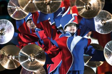 Young Russian military cadet at the Red Square during the "Spasskaya Tower" international military music festival to illustrate Kremlin to impose ‘propaganda’ course on Russian students