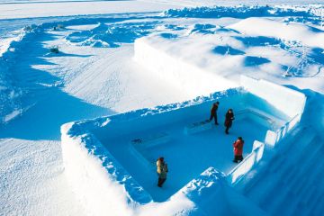 Ariel view of The Ice Hotel in Swedish Lapland showing an enclosed room as a metaphor for Sweden risks brain drain with ‘crazy’ post-PhD residency rules