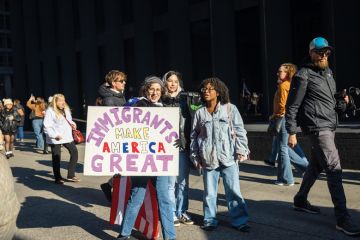  Detractors of President-elect Donald Trump protest against his planned immigration policies to illustrate Colleges on defensive as Trump stirs international student fears