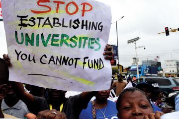 Strike held in solidarity with the Academic Staff Union of Universities (ASUU) to illustrate Strike held in solidarity with the Academic Staff Union of Universities (ASUU) Student loan shift tipped to tackle Nigerian sector underfunding