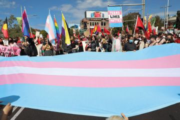 group known as Pride in Protest  march along parade route from Taylor Square to Hyde Park for  Gender transition leave rises up Australian union’s agenda