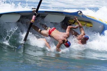 Two people fall out of their boat in Sydney to illustrate Australian funding tweaks ‘will make pure research even harder’