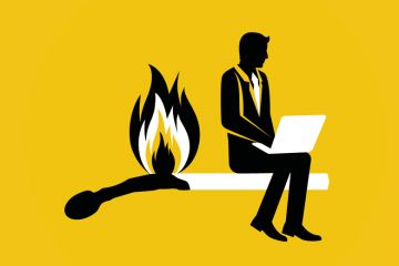 Illustration of a man sitting on a match stick with a laptop. Illustration of a man sitting on a match stick with a laptop.