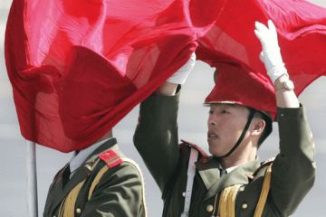 Flag over face