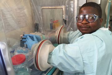 Witness Dzobo at work in Ebola treatment centre, Sierra Leone Witness Dzobo at work in Ebola treatment centre, Sierra Leone