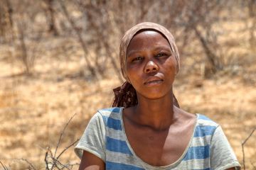 A woman in a Kalahari village, Botswana 
