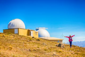 woman standing on Mt,John, Tekapo, Canterbury, New Zealand