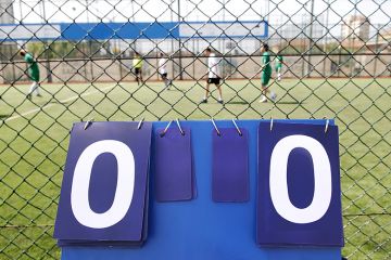 Scoreboard showing zero