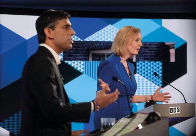 Rishi Sunak and Liz Truss take part in a debate to illustrate the race for No 10