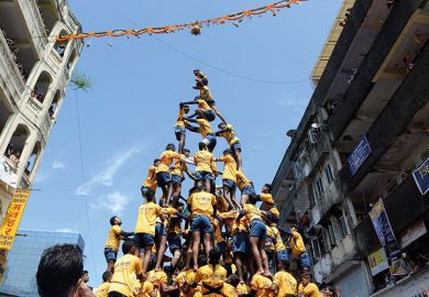 A human pyramid in Asia A human pyramid in Asia