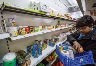 A person working in a food bank