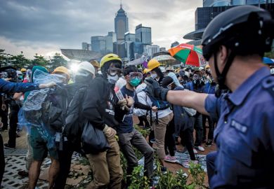 A street scene during the Occupy Central protests in Hong Kong