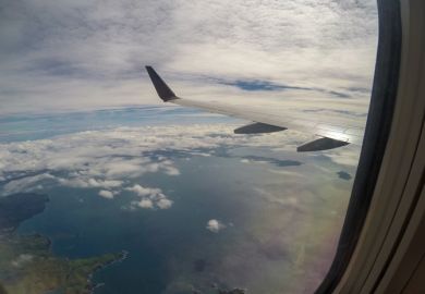 Aerial Landscape View of the Mountain Tropical Coastline Beach of Nadi Airport, Fiji