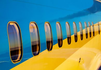 Airplane Windows on Blue Airliner in Ezeiza, Buenos Aires Province, Argentina