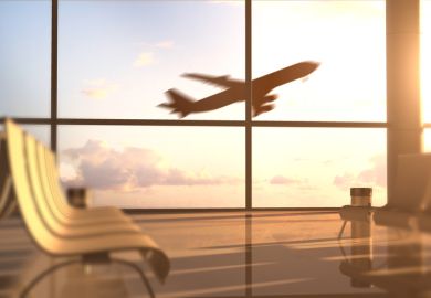 A blurred plane takes off illustrating an op-ed about Australian international student recruitment